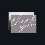 Modern Dark Taupe Calligraphy Wedding Photo Thank You Card<br><div class="desc">Modern Minimal Wedding Photo Thank you Card in Dark Taupe Gray And White with Calligraphy Script. Customize it with your own image of choice on the back.</div>