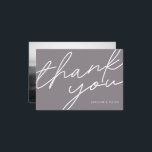 Modern Dark Taupe Calligraphy Wedding Photo Thank You Card<br><div class="desc">Modern Minimal Wedding Photo Thank you Card in Dark Taupe Gray And White with Calligraphy Script. Customize it with your own image of choice on the back.</div>