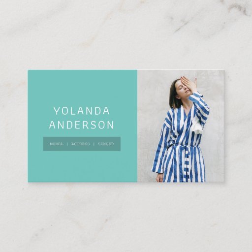 Customizable Modern dark teal fashion stylist actor model photo business card