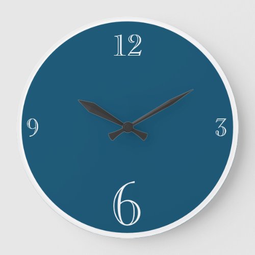 Modern Dark Teal Solid color Basic minimalist  Large Clock