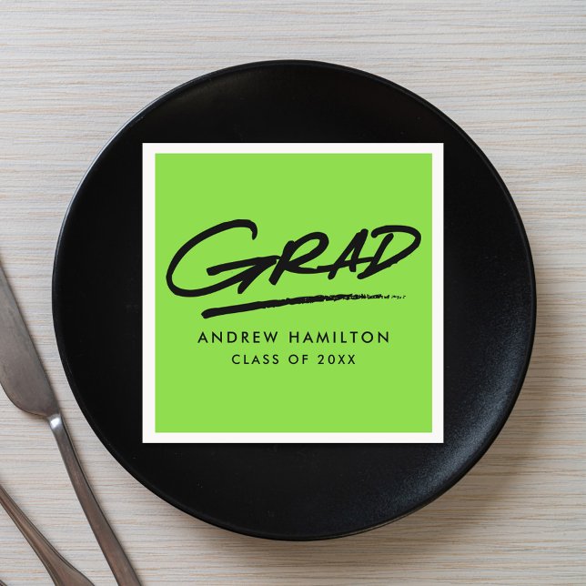Modern Dashed Grad Lime Green Graduation Napkins (Creator Uploaded)