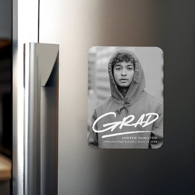 Modern Dashed Photo Graduation Magnet (Creator Uploaded)