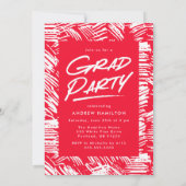 Modern Dashed Red Photo Graduation Party Invitation (Back)