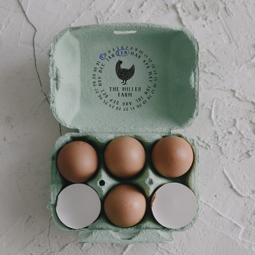 Modern Date  Chicken Farm Name Personalized Egg Self_inking Stamp