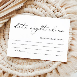 Modern Date Night Ideas Bridal Shower Game Card