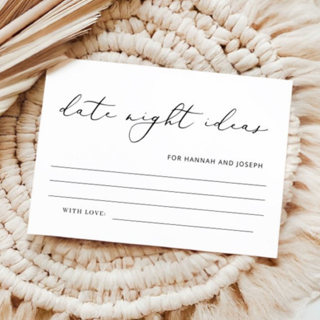 Modern Date Night Ideas Bridal Shower Game Card (Creator Uploaded)