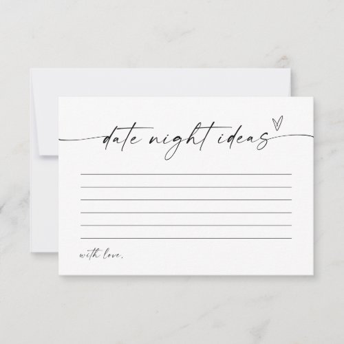 Modern Date Night Ideas Card Minimalist Bridal   Invitation