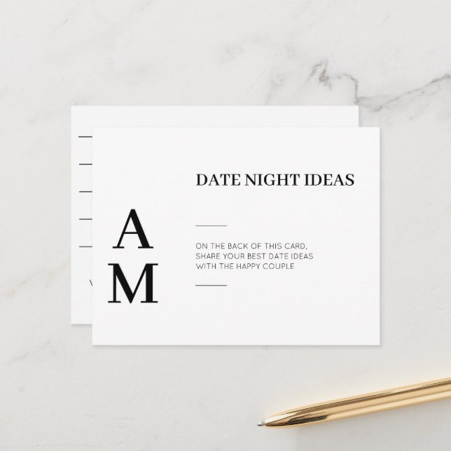 Modern Date Night Ideas Wedding Cards (Front/Back In Situ)