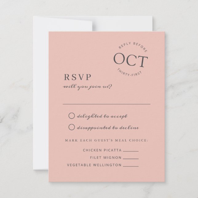 Modern Date Seal Blush Pink Wedding RSVP Save The Date (Front)