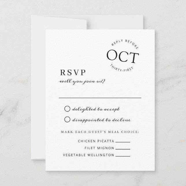 Modern Date Seal Deep Black and White Wedding RSVP Save The Date (Front)