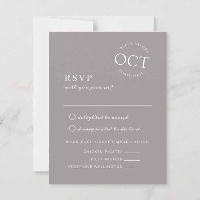 Modern Date Seal Soft Gray Wedding Invite RSVP (Front)