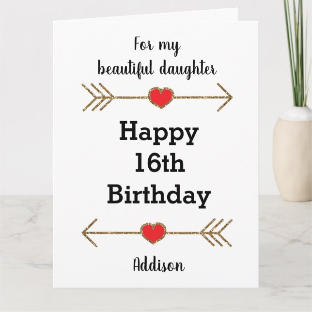 Modern Daughter 16th Birthday Big Card (Front)