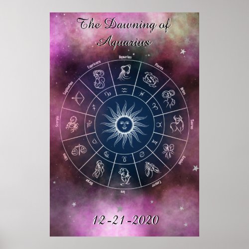 Modern Dawning of Aquarius Wheel Quote Poster