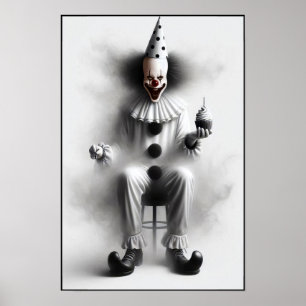 Modern Day Creepy Clown Portrait Poster