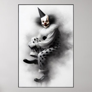 Modern Day Creepy Clown Portrait Poster