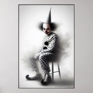 Modern Day Creepy Clown Portrait Poster