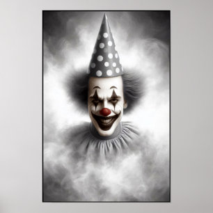Modern Day Creepy Clown Portrait Poster