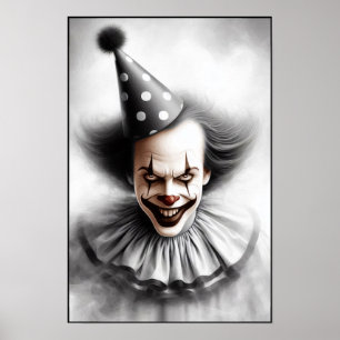 Modern Day Creepy Clown Portrait Poster