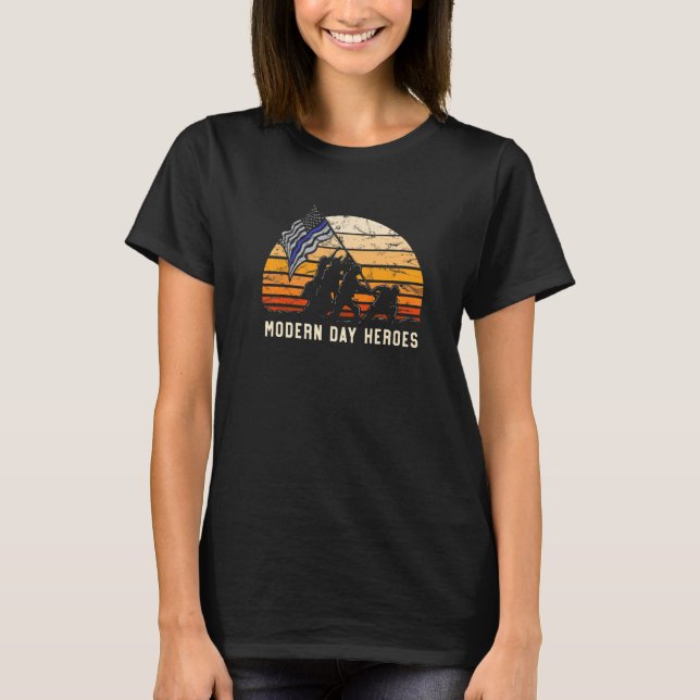 Modern Day Heroes Police Officer First Responder C T-Shirt (Front)