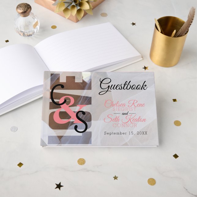 Modern Day Love - Coral Wedding Guestbook (Front Open)
