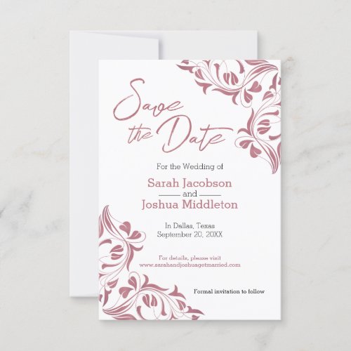 Modern Day Rose Gold Floral Save The Date