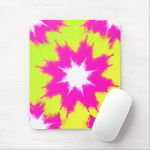 Modern Dazzle Rose Green Yellow Tie Dye Mouse Pad