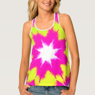 Modern Dazzle Rose Green Yellow Tie Dye Tank Top