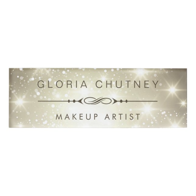 Modern Dazzle Sparkling Bokeh Glitter Name Tag (Front)