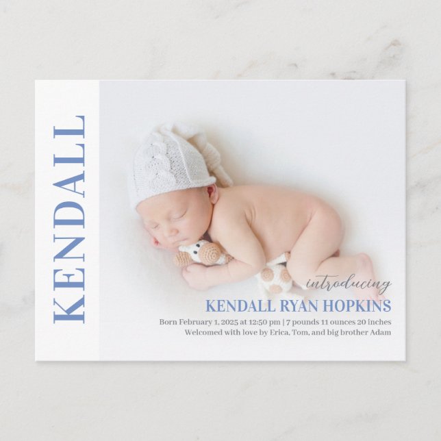 Modern Debut Baby Birth Announcement Postcard (Front)