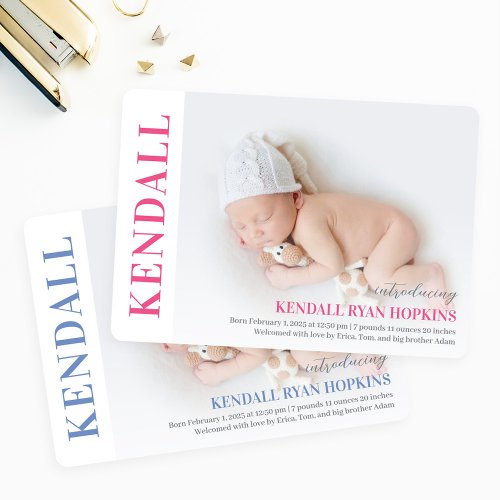 Modern Debut Editable Color Birth Announcement