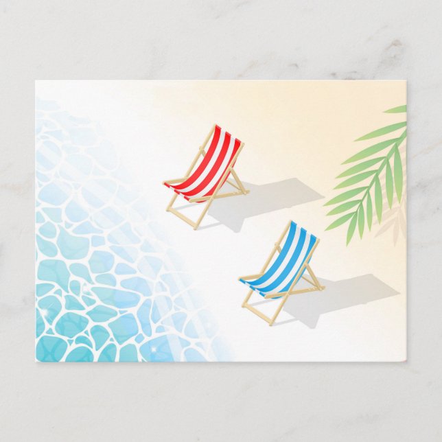 Modern Deckchairs at Seaside Art Holiday Postcard (Front)