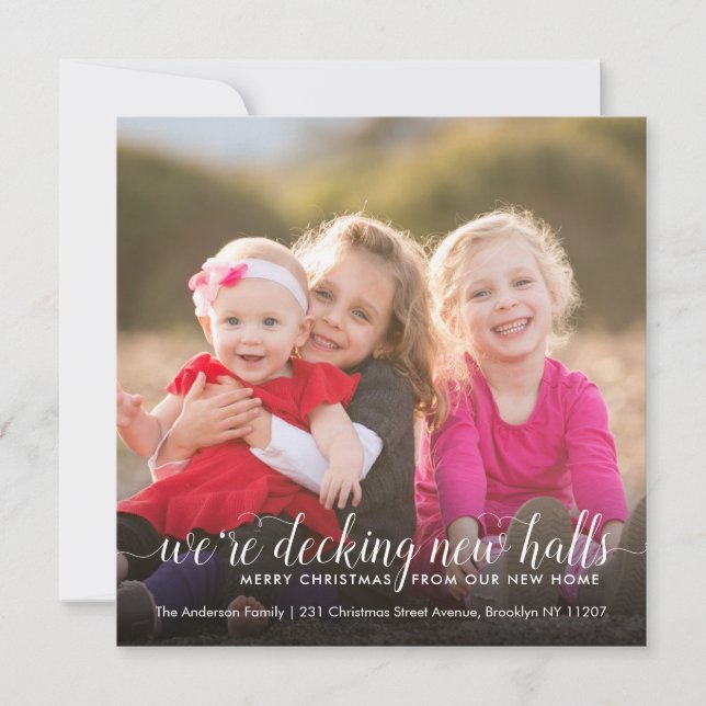 Modern Decking New Halls Photo Holiday Moving Announcement (Front)