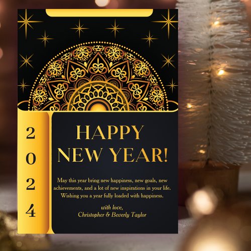 Modern Deco Art Gold New Year  Holiday Card