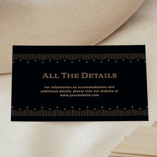 Modern Deco  Black and Gold Wedding Details Enclosure Card