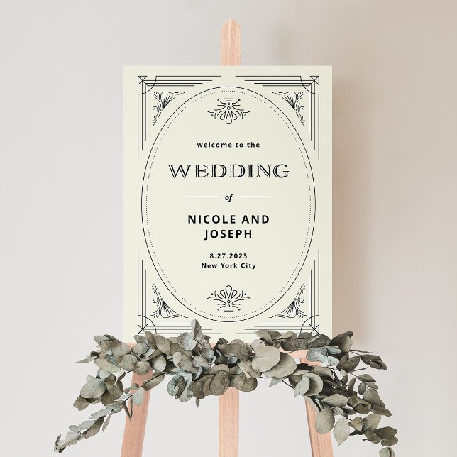 Modern Deco | Black and Ivory Wedding Welcome Foam Board (Creator Uploaded)
