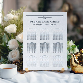 Modern Deco | Black And White Seating Chart by Customize_My_Wedding at Zazzle