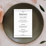 Modern Deco | Black and White Wedding Menu Flyer<br><div class="desc">This glamorous wedding menu features a modern spin on classic art deco. Ornate,  black geometric borders and ornamentation decorate an elegant white background for a dramatic,  vintage 1920's dinner menu look.</div>