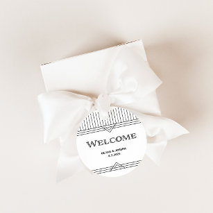 Modern Deco   Black and White Wedding Welcome Favor Tags