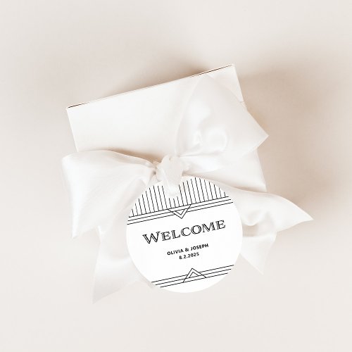 Modern Deco  Black and White Wedding Welcome Favor Tags