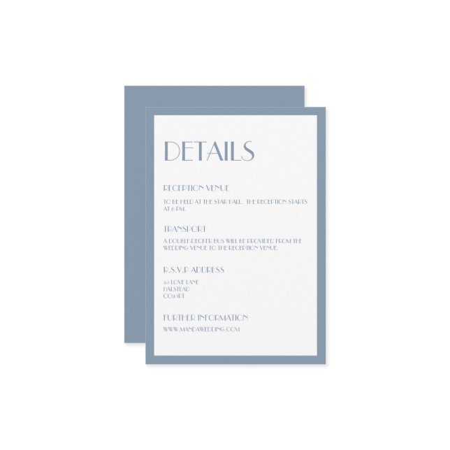 Modern Deco Blue Details Enclosure Card (Front/Back In Situ)