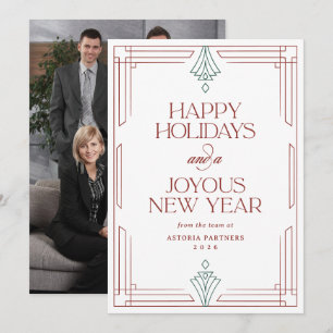 Modern Deco Classic Corporate Happy Holidays Holiday Card