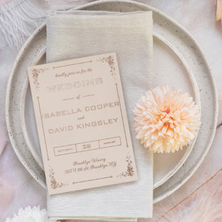 Modern Deco Cream and Gold I Foil Invitation
