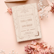 Modern Deco Cream and Gold I Foil Invitation