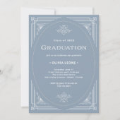 Modern Deco | Dusty Blue and White Graduation Invitation (Front)