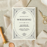Modern Deco | Elegant Black and Ivory Wedding Invitation<br><div class="desc">These glamorous wedding invitations feature a modern spin on classic art deco. An ornate,  black geometric frame and ornamentation decorate an elegant ivory background for a dramatic,  vintage wedding look.</div>