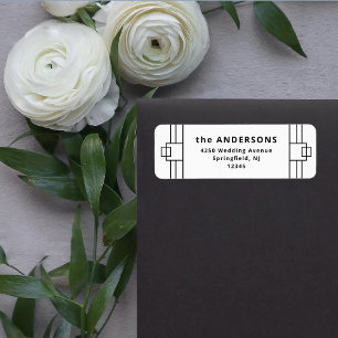 Modern Deco   Elegant Black and White Label