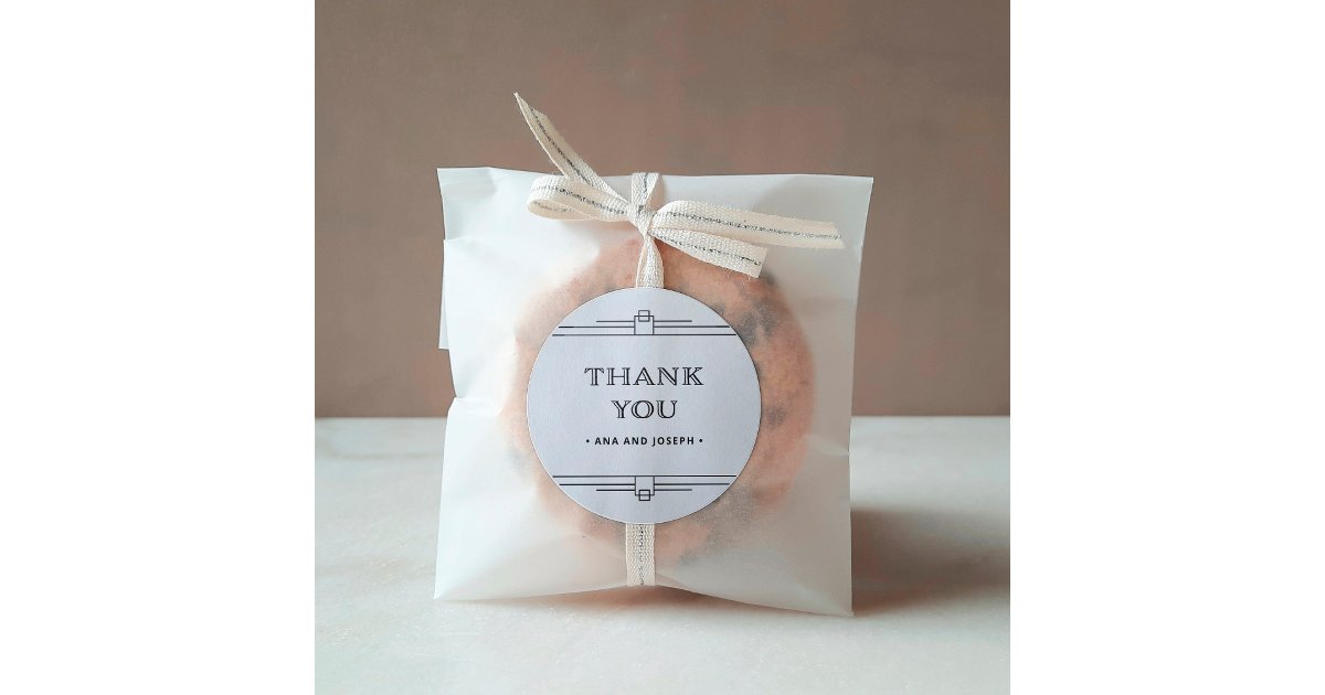 Modern Deco | Elegant Black and White Wedding Classic Round Sticker ...