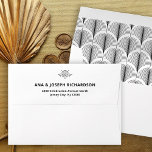 Modern Deco | Elegant Black and White Wedding Envelope<br><div class="desc">These glamorous wedding envelopes feature a modern spin on classic art deco. An ornate,  black geometric pattern decorates the inside of this elegant white envelope for a dramatic,  vintage wedding look. Your return address goes onto the back flap.</div>