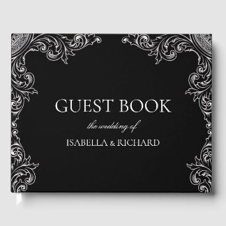 Modern Deco | Elegant Black and White Wedding Guest Book