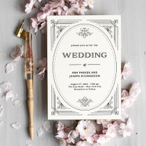 Modern Deco | Elegant Black and White Wedding Invitation